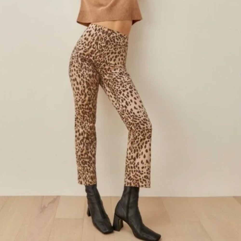 Reformation Marlon Pants - Leopard - Size 0